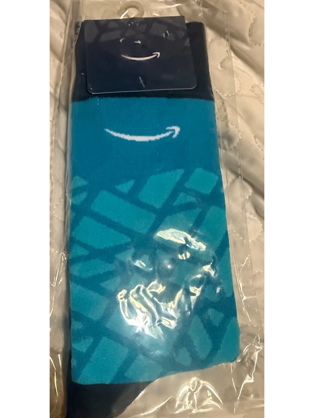 New Amazon Logo Crew Socks – Turquoise & Navy